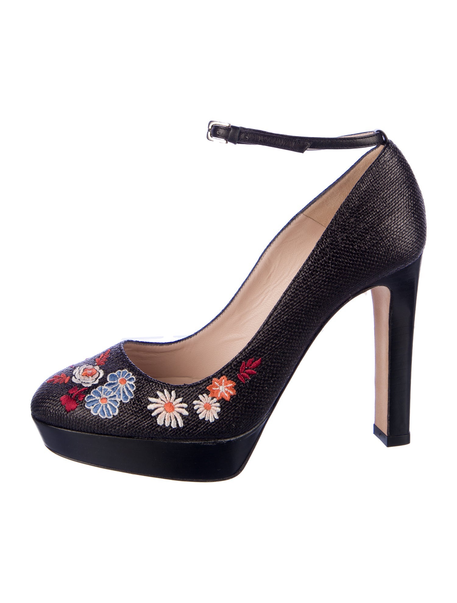L.K. Bennett Straw Floral Print Pumps