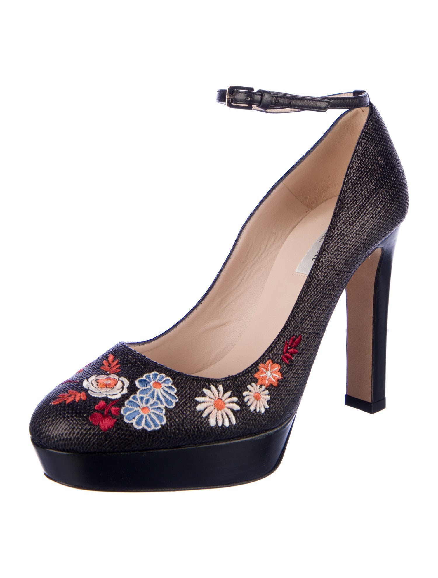L.K. Bennett Straw Floral Print Pumps