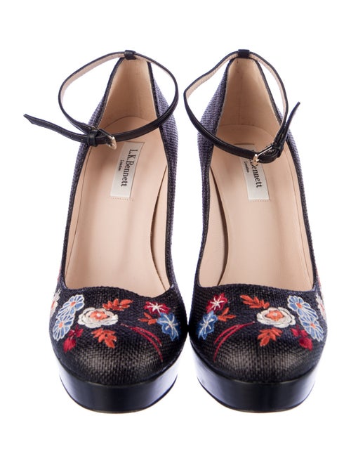 L.K. Bennett Straw Floral Print Pumps