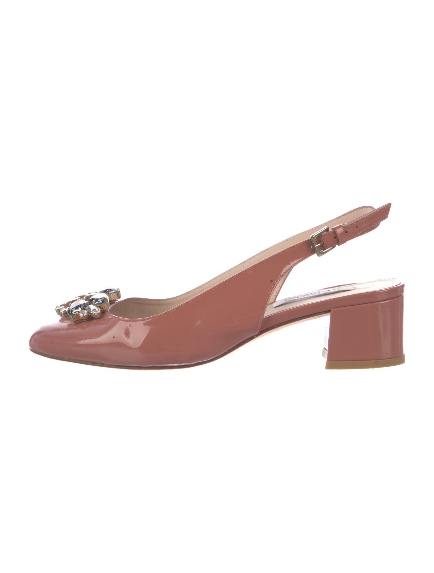 L.K. Bennett Patent Leather Crystal Embellishments Slingback Pumps