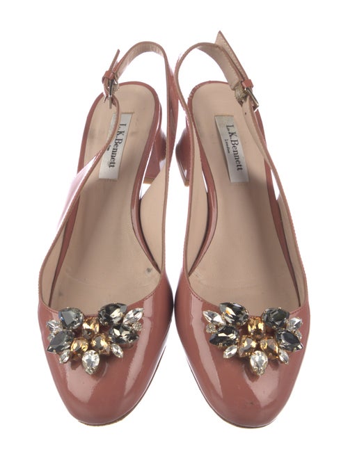 L.K. Bennett Patent Leather Crystal Embellishments Slingback Pumps