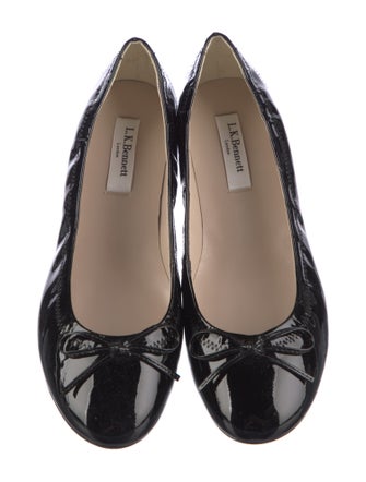 L.K. Bennett Patent Leather Bow Accents Ballet Flats
