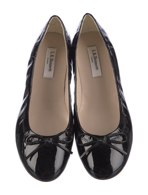 L.K. Bennett Patent Leather Bow Accents Ballet Flats