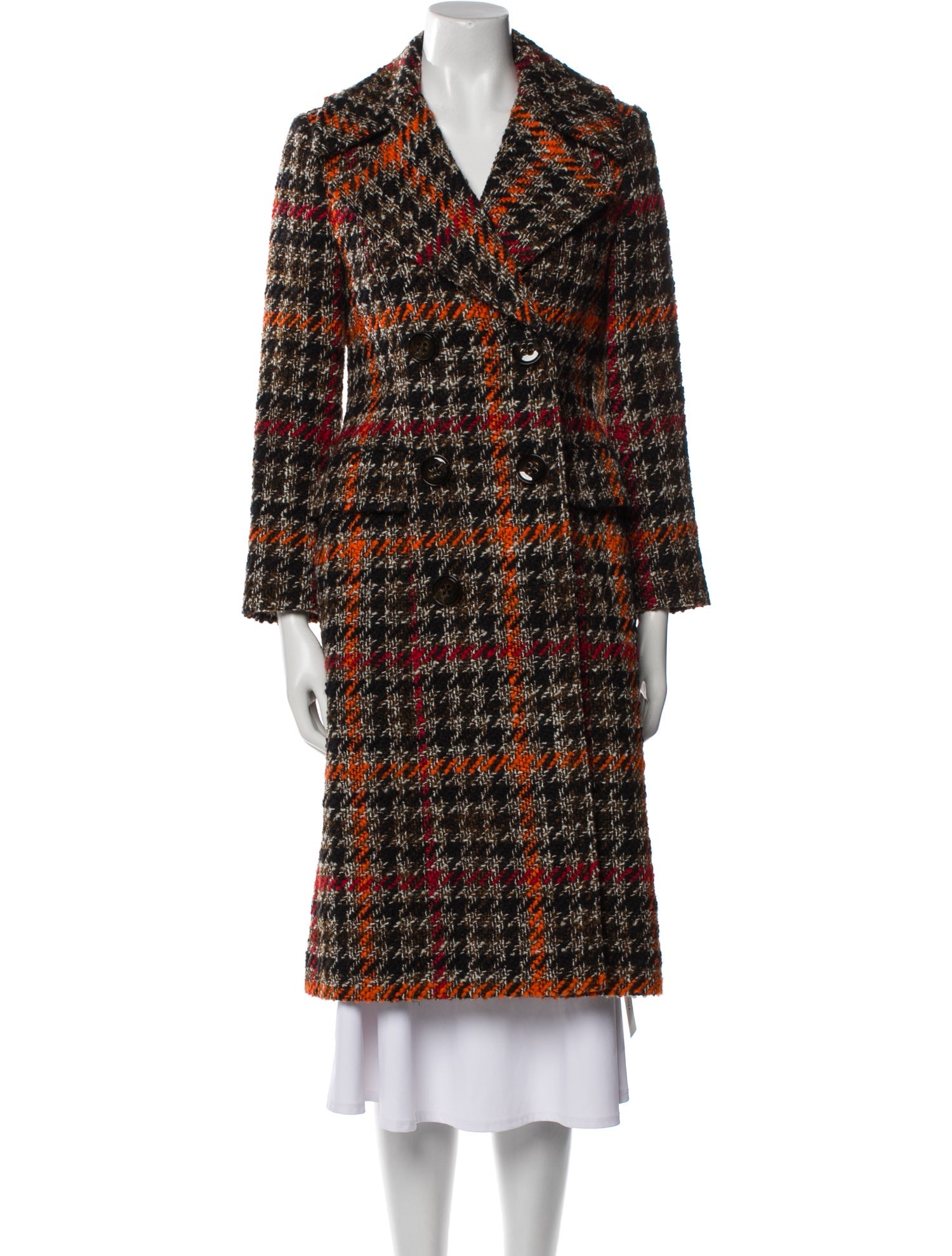 L.K. Bennett Wool Plaid Print Coat