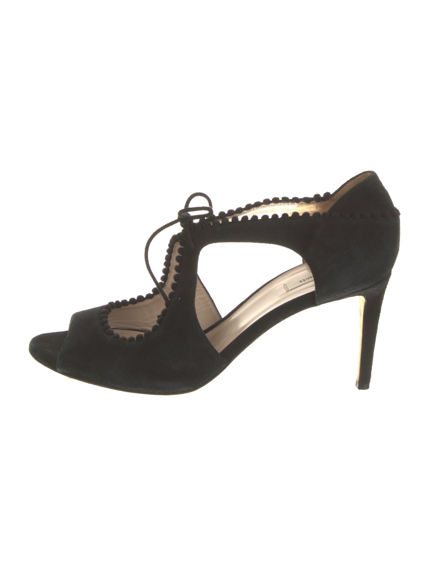 L.K. Bennett Suede Pom-Pom Embellishments Sandals