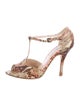 L.K. Bennett Snakeskin Animal Print T-Strap Sandals