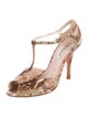L.K. Bennett Snakeskin Animal Print T-Strap Sandals