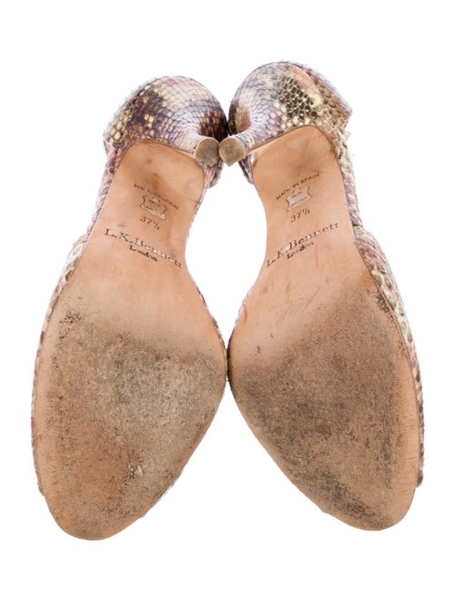 L.K. Bennett Snakeskin Animal Print T-Strap Sandals