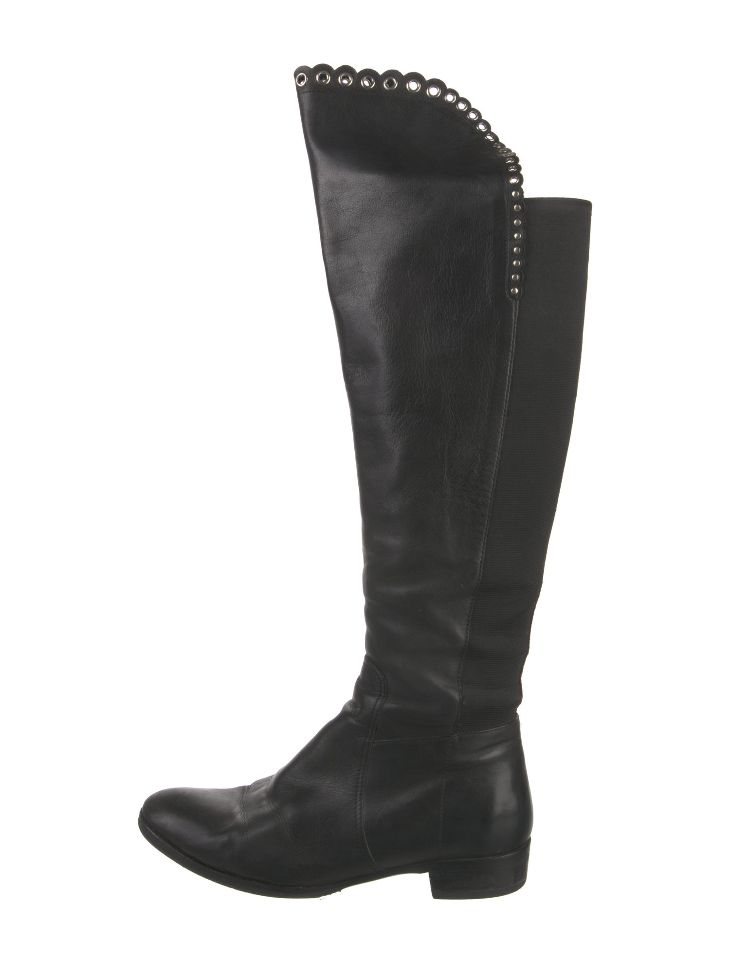 L.K. Bennett Leather Scalloped Accent Riding Boots