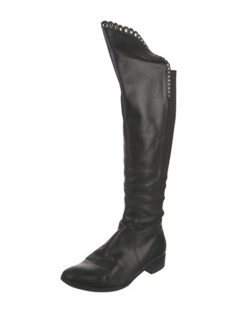 L.K. Bennett Leather Scalloped Accent Riding Boots