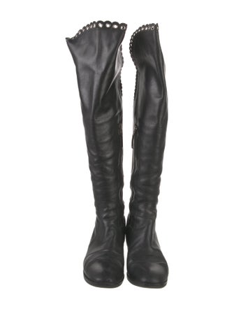 L.K. Bennett Leather Scalloped Accent Riding Boots