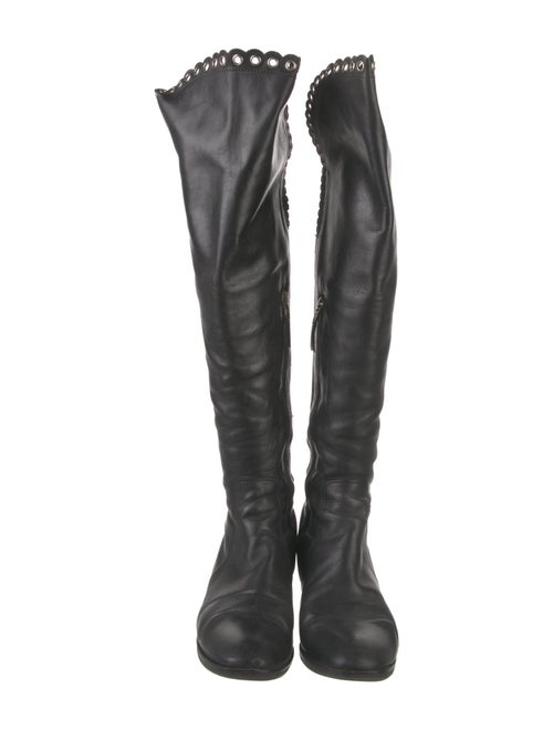 L.K. Bennett Leather Scalloped Accent Riding Boots