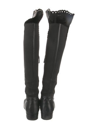 L.K. Bennett Leather Scalloped Accent Riding Boots
