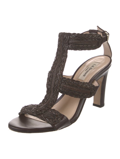 L.K. Bennett Leather Braided Accents T-Strap Sandals