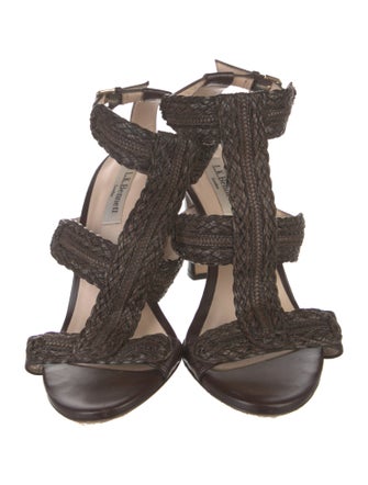 L.K. Bennett Leather Braided Accents T-Strap Sandals