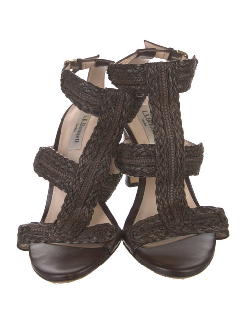L.K. Bennett Leather Braided Accents T-Strap Sandals