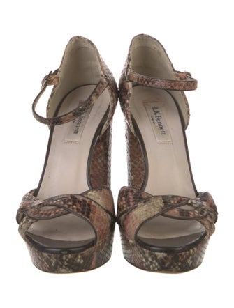 L.K. Bennett Embossed Leather Animal Print Sandals