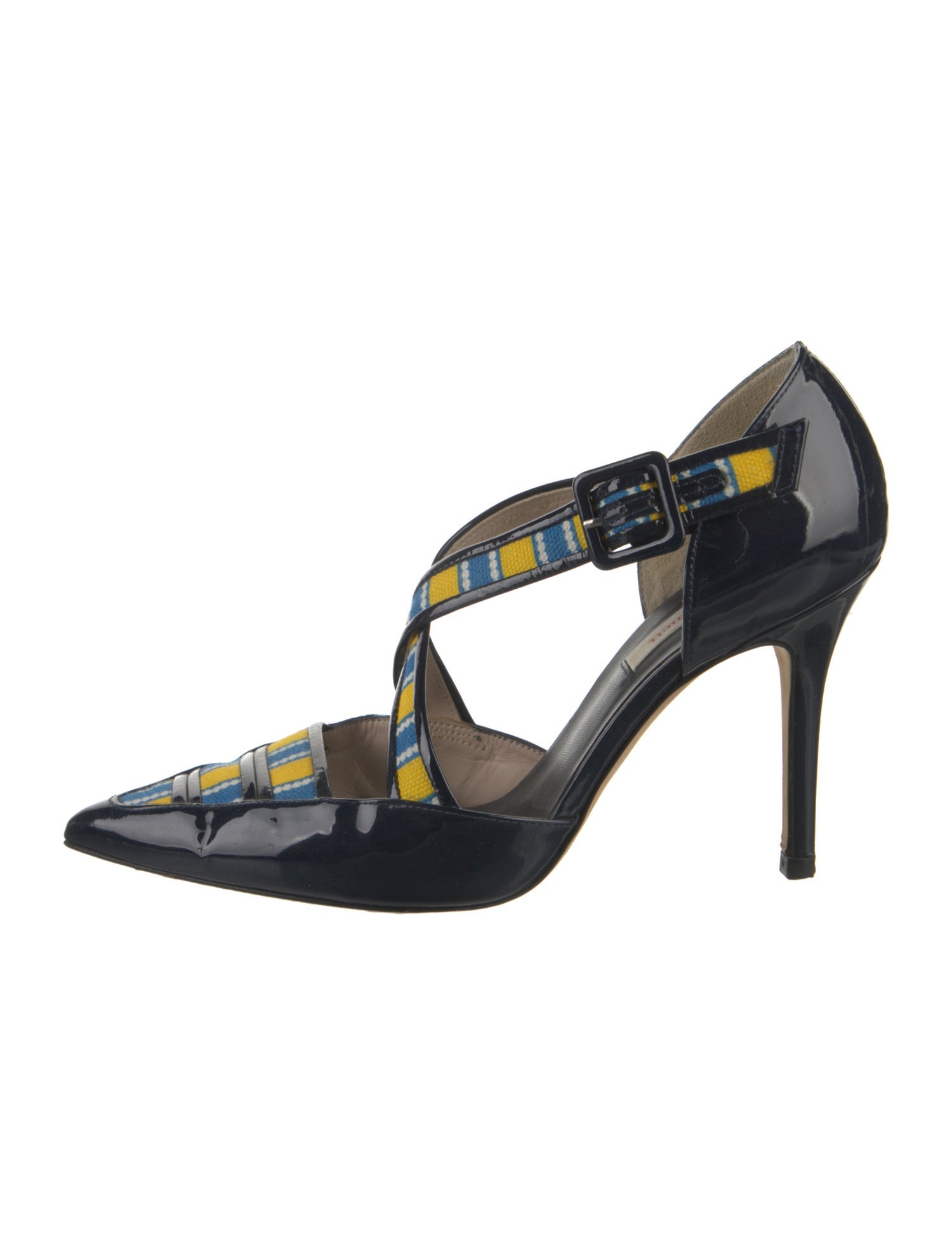 L.K. Bennett Patent Leather Patterned T-Strap Pumps