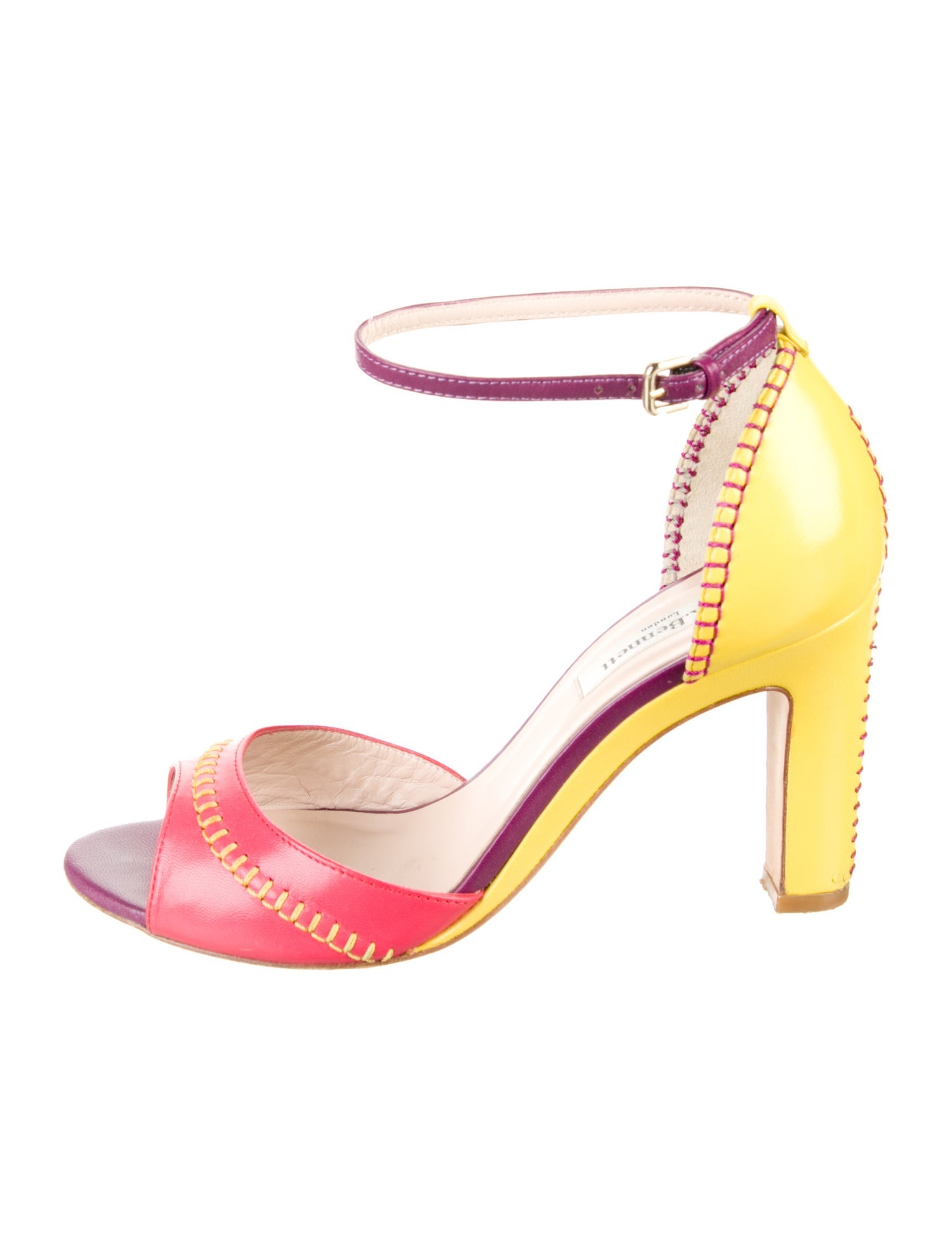 L.K. Bennett Leather Colorblock Pattern Sandals