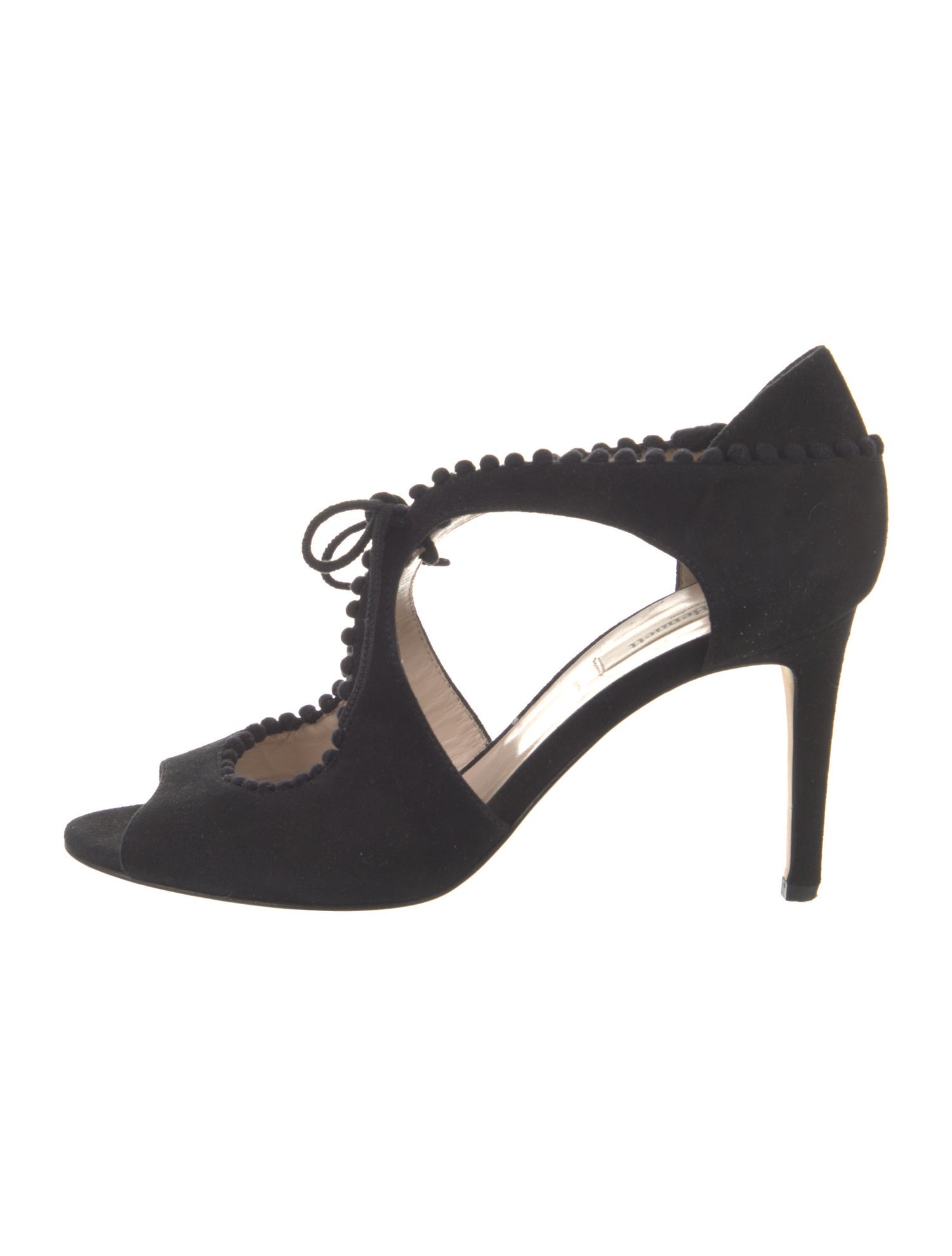 L.K. Bennett Suede Pom-Pom Embellishments D'Orsay Pumps