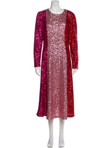 Pre-owned Lk Bennett Colorblock Pattern Midi Length Dress In Multi