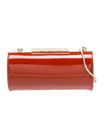 Pre-owned Lk Bennett Patent Leather Minaudière In Orange