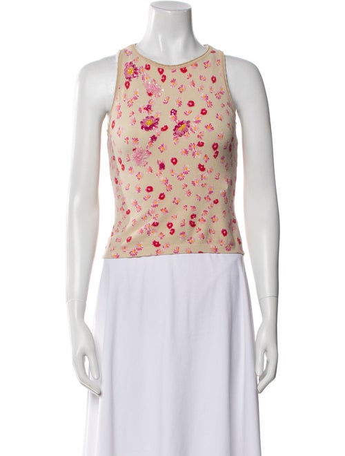 Anna Molinari Floral Print Crew Neck Crop Top