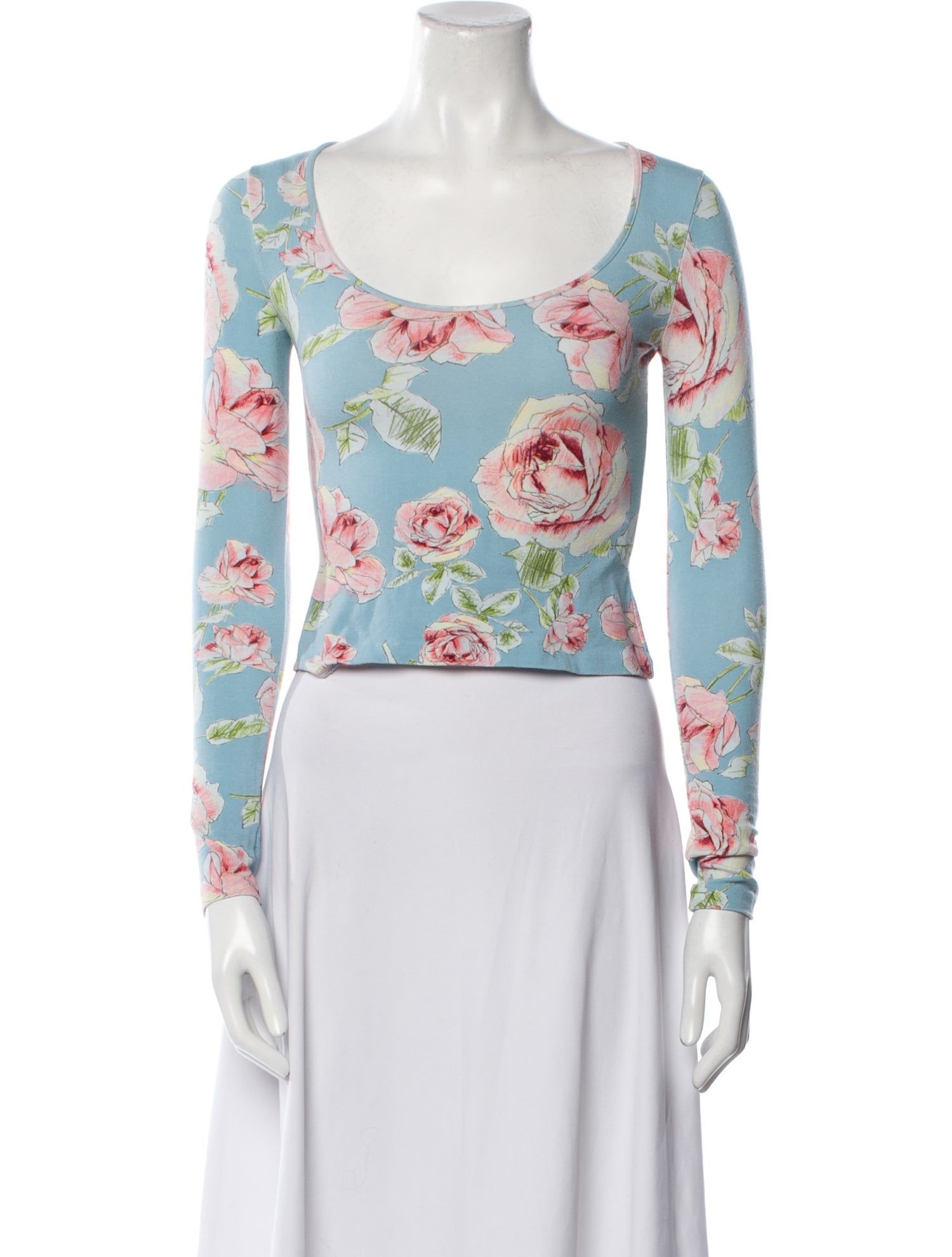 Anna Molinari Floral Print Scoop Neck Crop Top