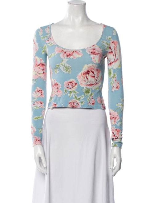 Anna Molinari Floral Print Scoop Neck Crop Top