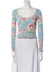 Anna Molinari Floral Print Scoop Neck Crop Top