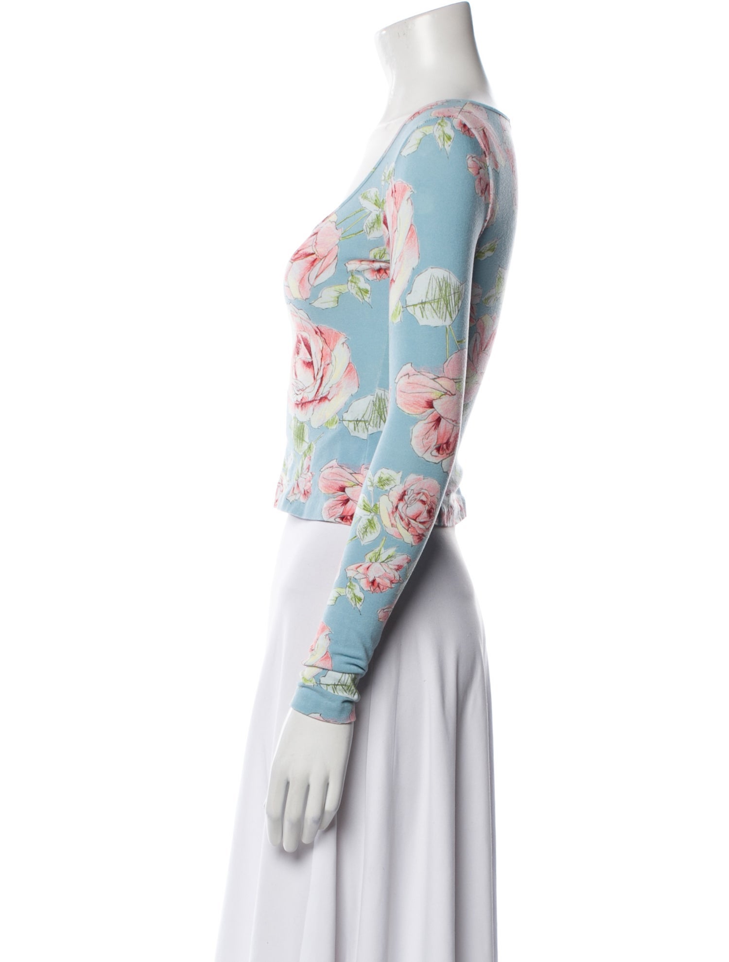 Anna Molinari Floral Print Scoop Neck Crop Top