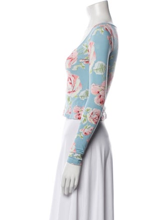 Anna Molinari Floral Print Scoop Neck Crop Top
