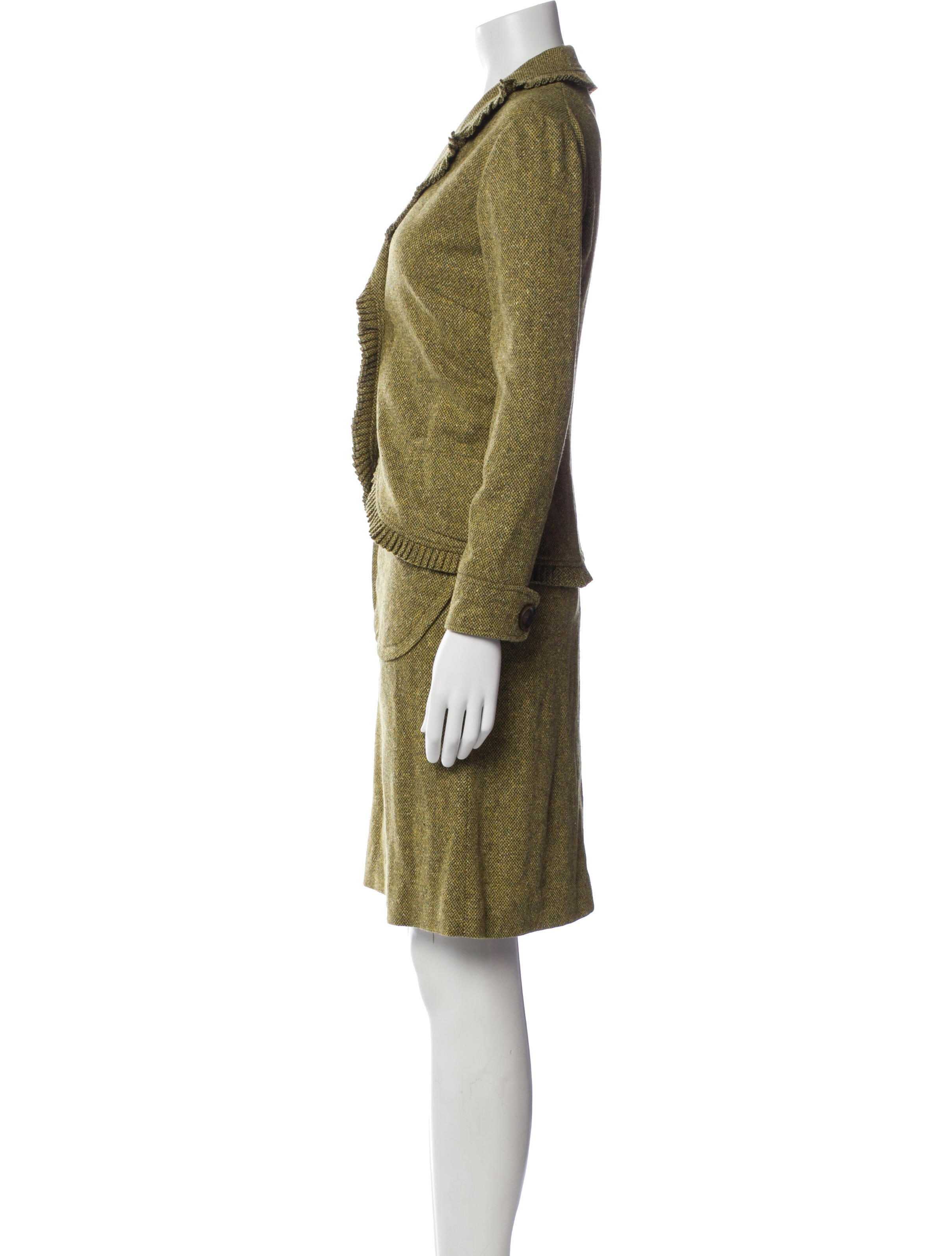 Anna Molinari Wool Tweed Pattern Skirt Suit