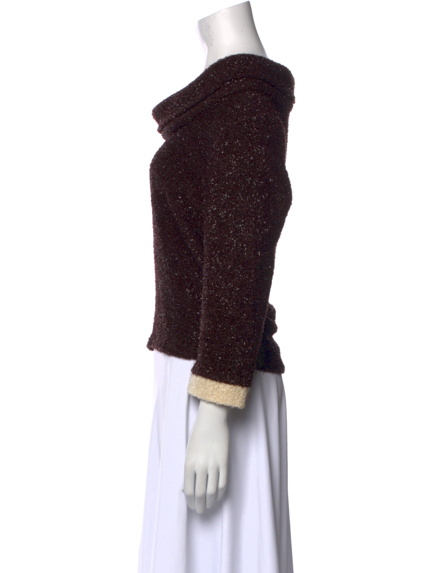 Anna Molinari Bateau Neckline Three-Quarter Sleeve Crop Top