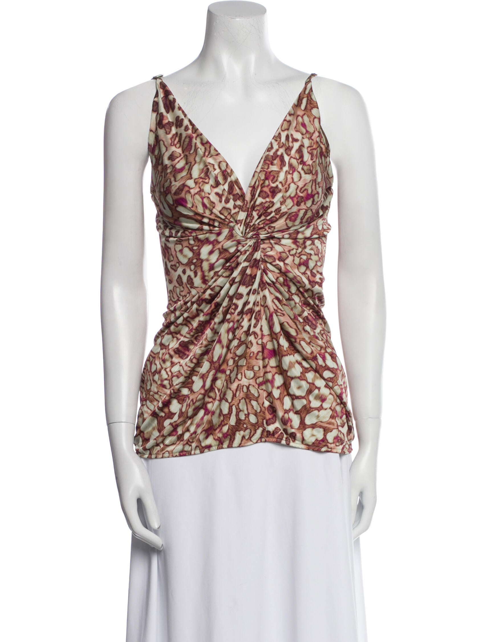 Anna Molinari Animal Print V-Neck Top
