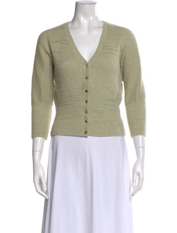 Pre-owned Anna Molinari Wool V-neck Sweater In Green
