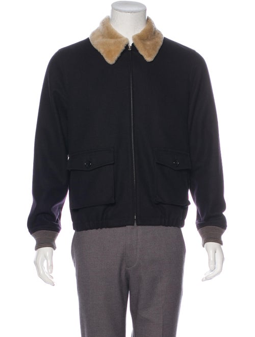A.p.c. Shearling-Trimmed Wool Jacket navy
