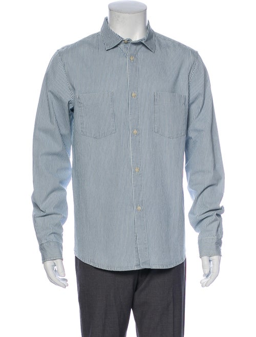 A.p.c. Striped Long Sleeve Denim Shirt Denim