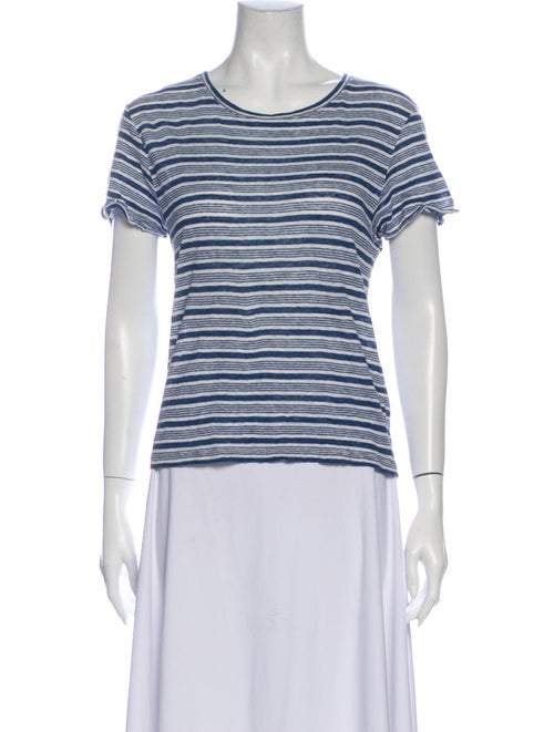 A.p.c. Linen Striped T-Shirt Blue