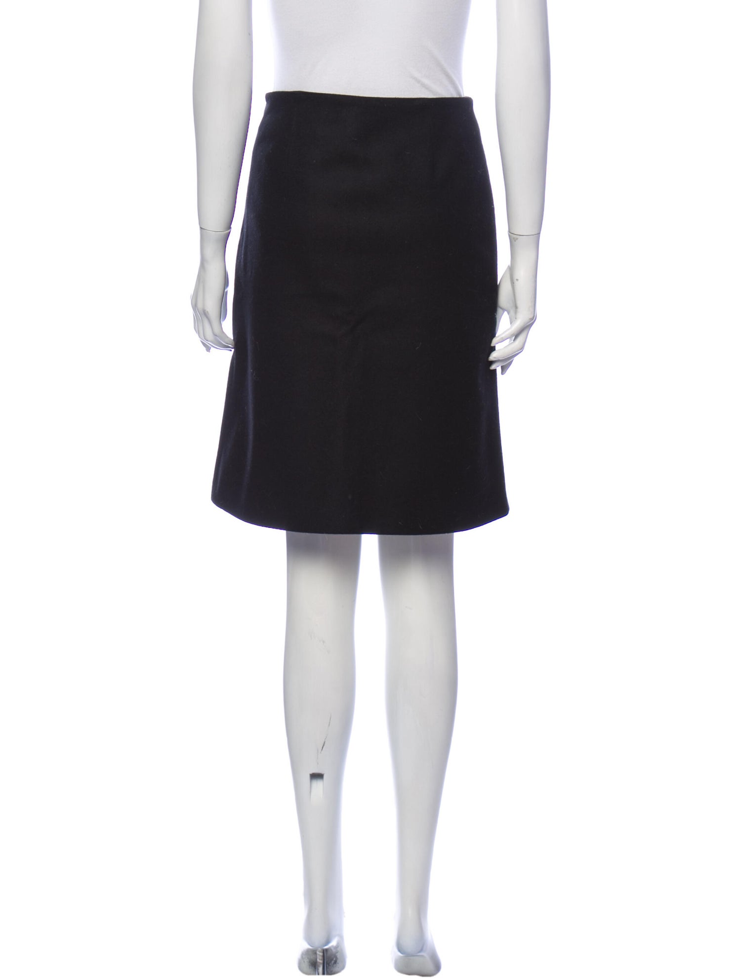 black wool knee length skirt