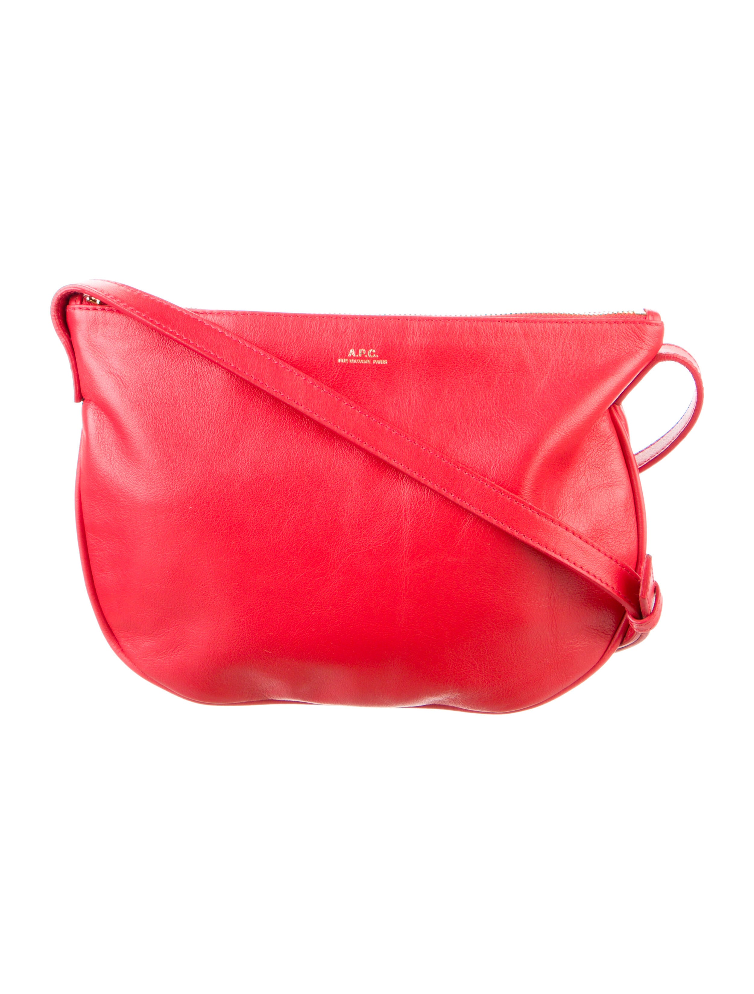 A.P.C. Leather Logo Crossbody Bag Red Crossbody Bags, Handbags