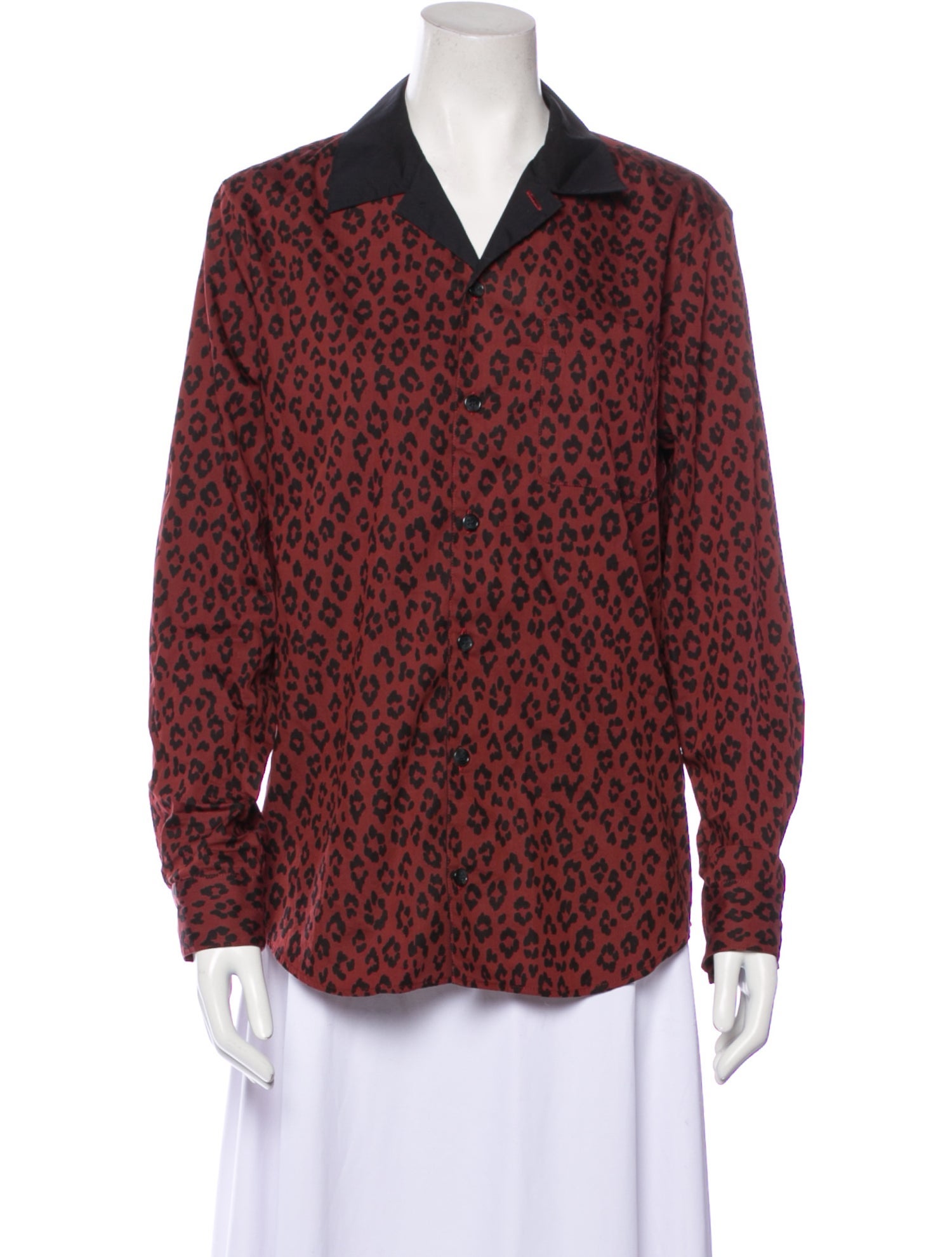 A.P.C. Animal Print Long Sleeve Button-Up Top