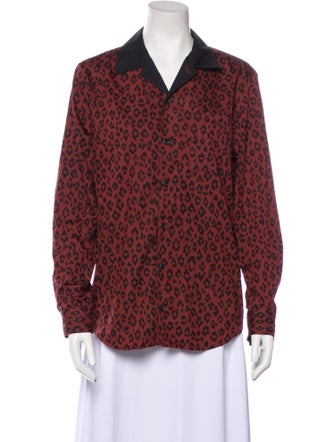 A.P.C. Animal Print Long Sleeve Button-Up Top
