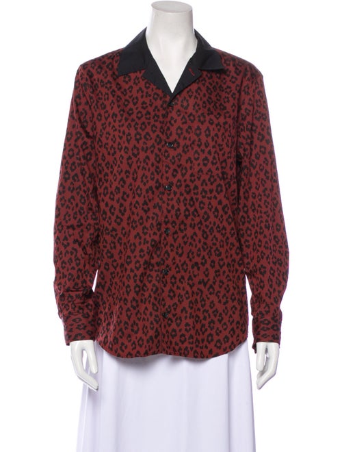 A.P.C. Animal Print Long Sleeve Button-Up Top