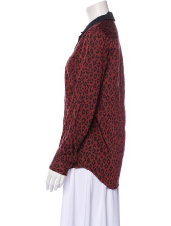 A.P.C. Animal Print Long Sleeve Button-Up Top