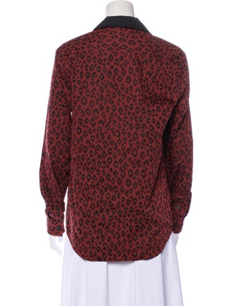 A.P.C. Animal Print Long Sleeve Button-Up Top