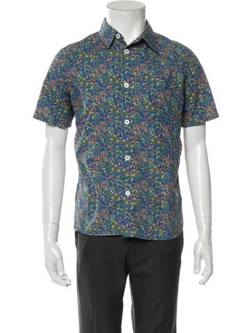 A.p.c. Casual Shirts Floral Print Short Sleeve Shirt Us14, It36 | XXS
