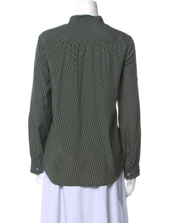 A.P.C. Polka Dot Print Mock Neck Button-Up Top