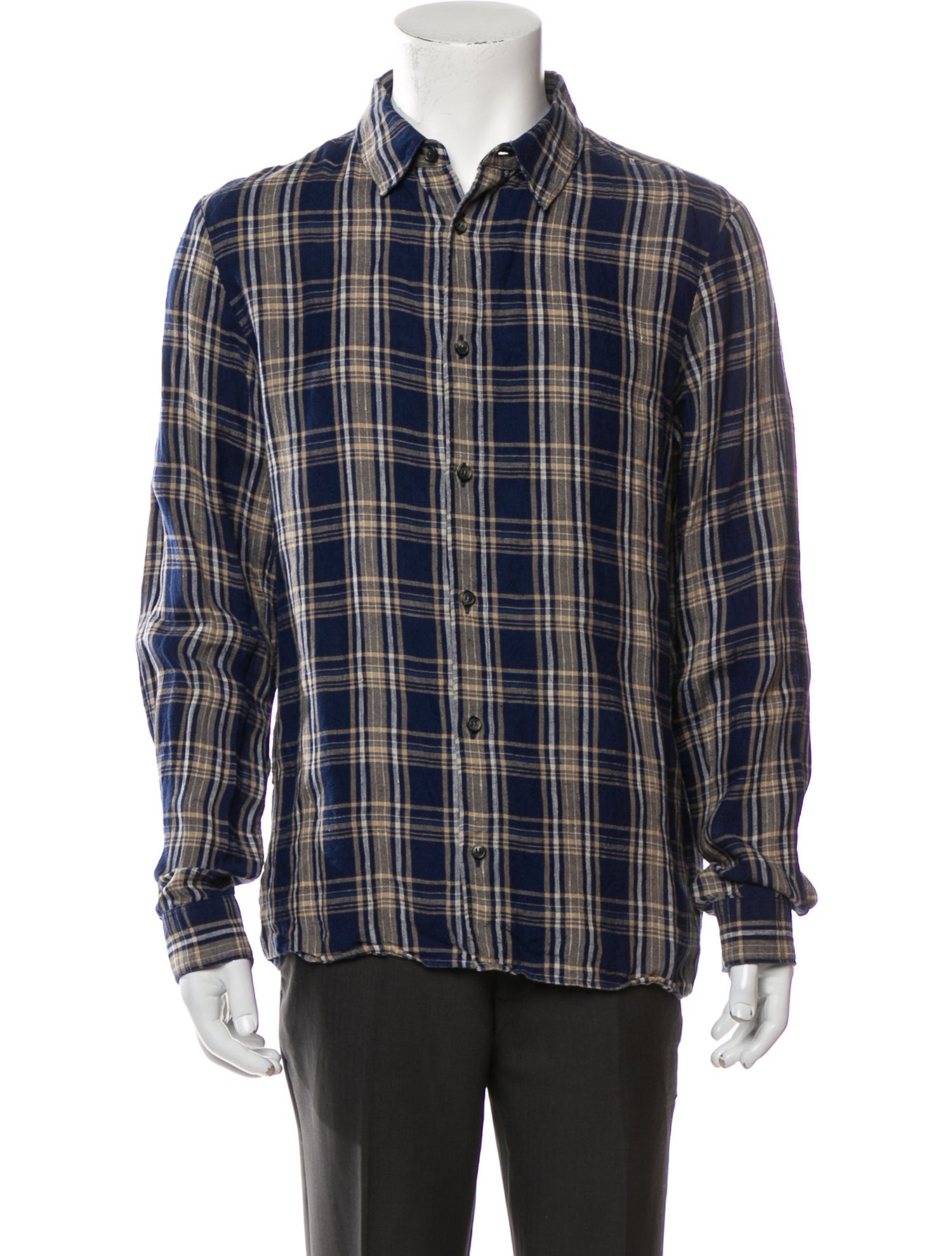 A.P.C. Linen Plaid Print Shirt