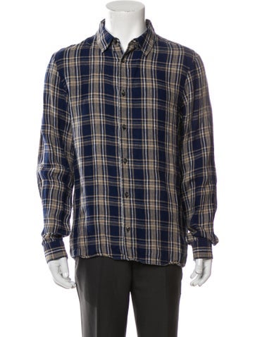 A.p.c. Casual Shirts Linen Plaid Print Shirt M